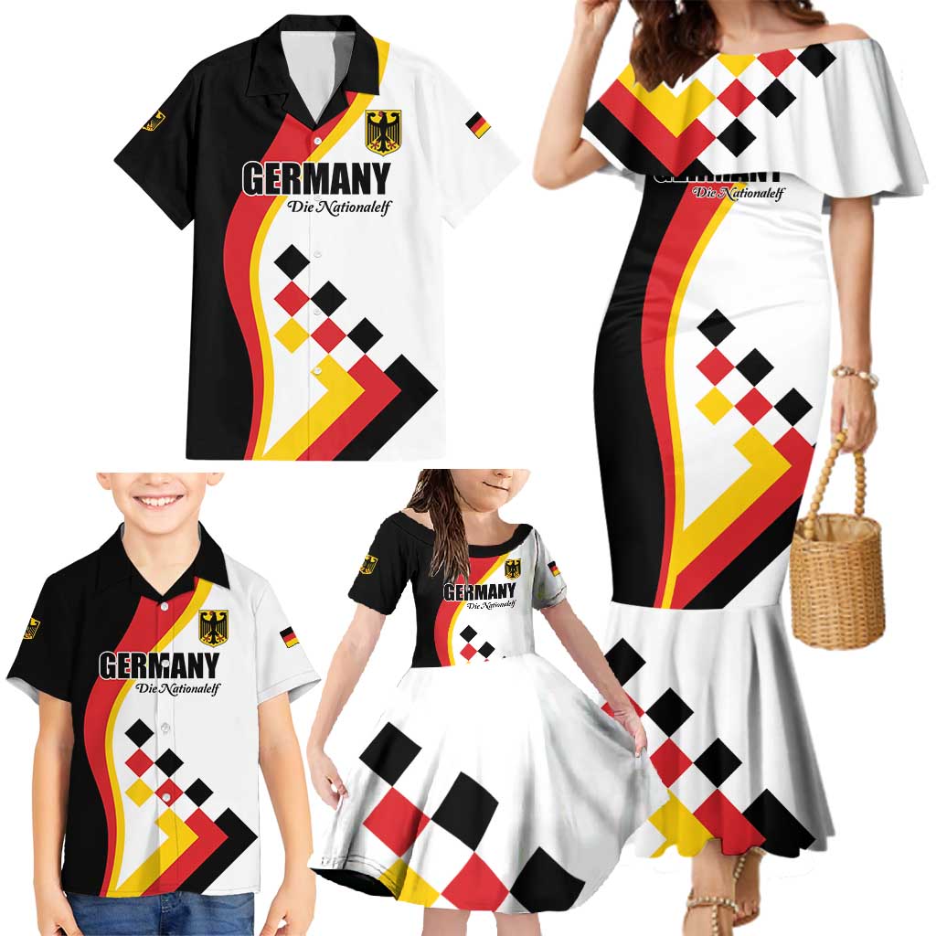 Custom Germany Football Family Matching Mermaid Dress and Hawaiian Shirt Auf gehts Deutschland Girls - Wonder Print Shop