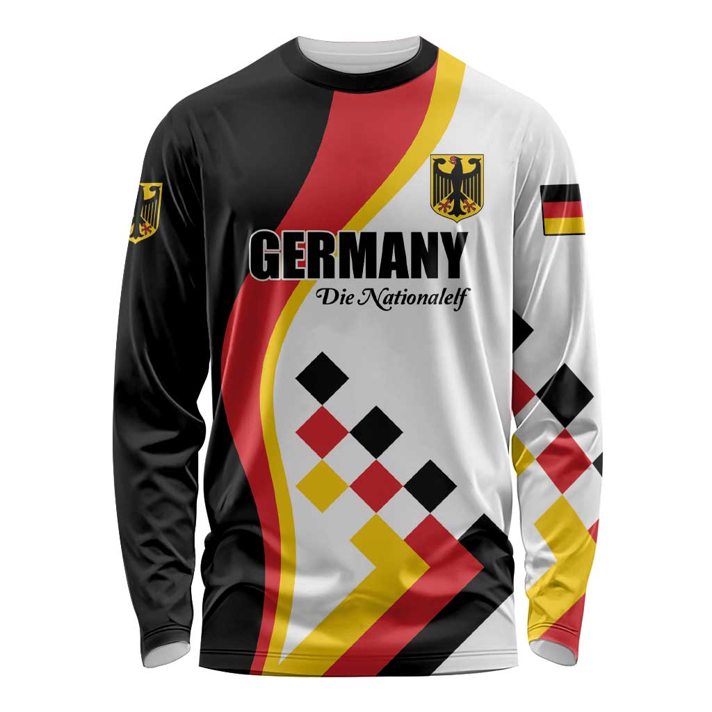 Long-sleeve football shirt, white/black with Germany text and crest on front