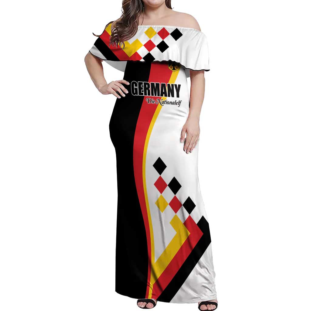 Custom Germany Football Off Shoulder Maxi Dress Auf gehts Deutschland Girls - Wonder Print Shop