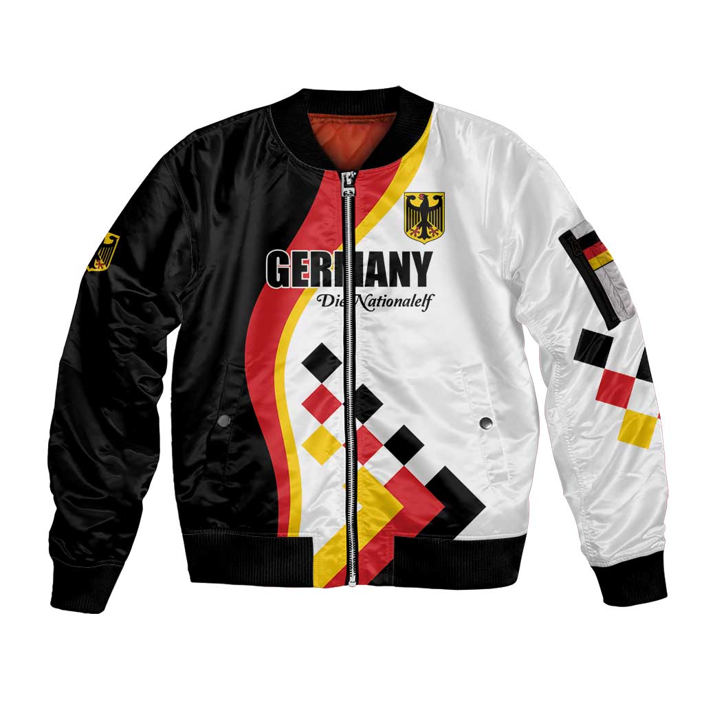 Custom Germany Football Sleeve Zip Bomber Jacket Auf gehts Deutschland Girls - Wonder Print Shop