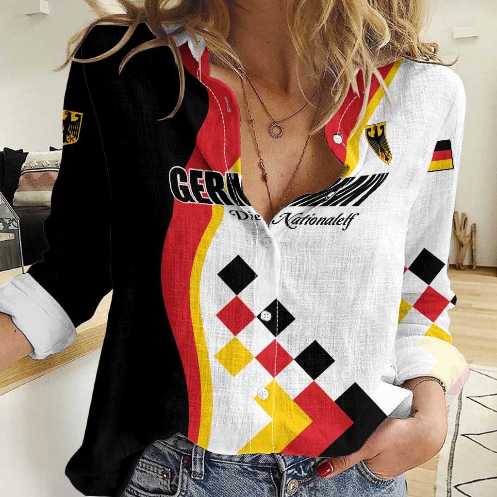 Custom Germany Football Women Casual Shirt Auf gehts Deutschland Girls