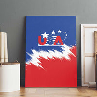 USA soccer canvas wall art with blue top and red base, white starburst USA crest logo