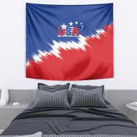 USA soccer tapestry with USA logo and blue-red lightning diagonal pattern, wall hanging