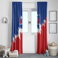 Two-panel USA soccer window curtain set with blue top and red lower, stars and diagonal streaks