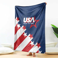 USA soccer themed blanket showing USA logo with stars and red-white-blue flag design