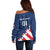 Custom USA Soccer Off Shoulder Sweater Play To Win - Wonder Print Shop