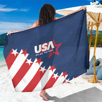 USA soccer sarong, blue with USA stars-and-stripes and 'PLAY TO WIN' print