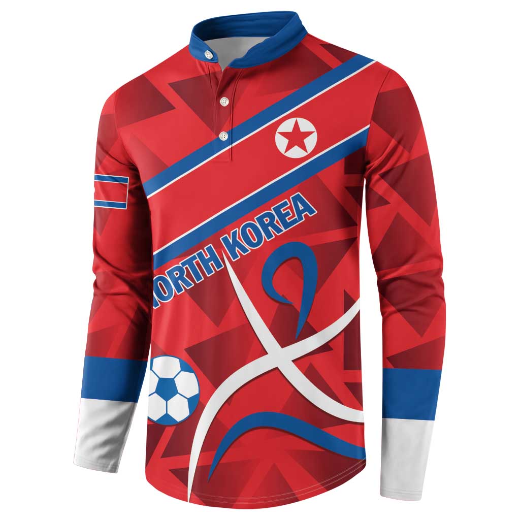 Red football button sweatshirt with blue yoke stripes and front country emblem graphic
