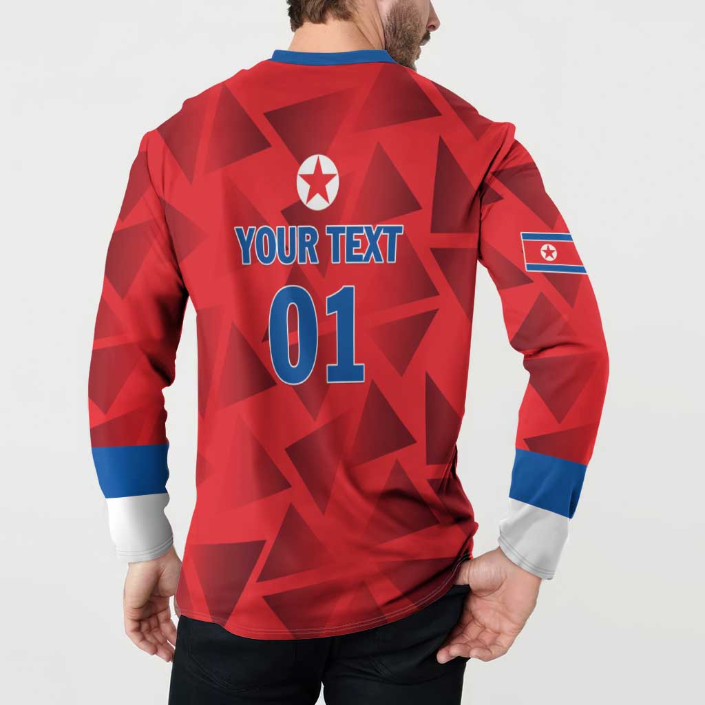 Red football button sweatshirt, back view: “YOUR TEXT 01” with star emblem