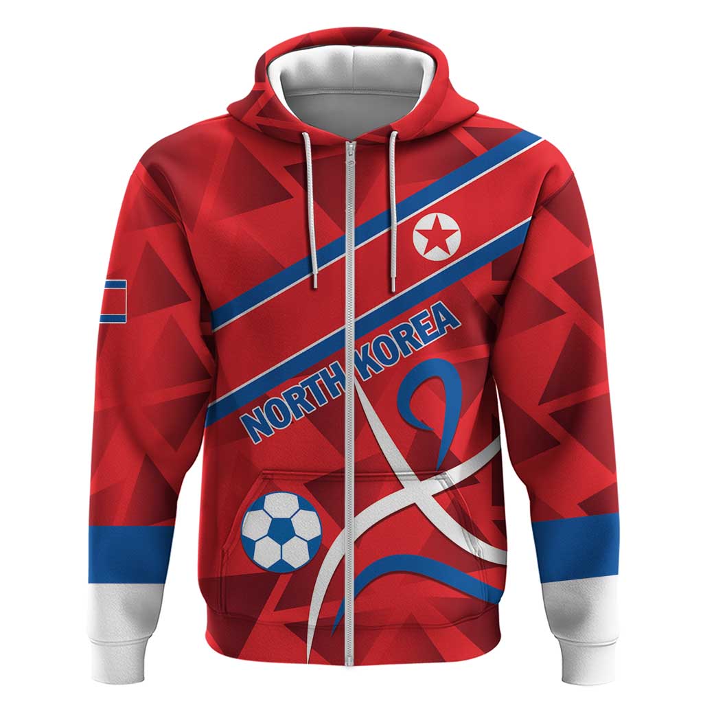 Custom North Korea Football Zip Hoodie Go Champion - Wonder Print Shop