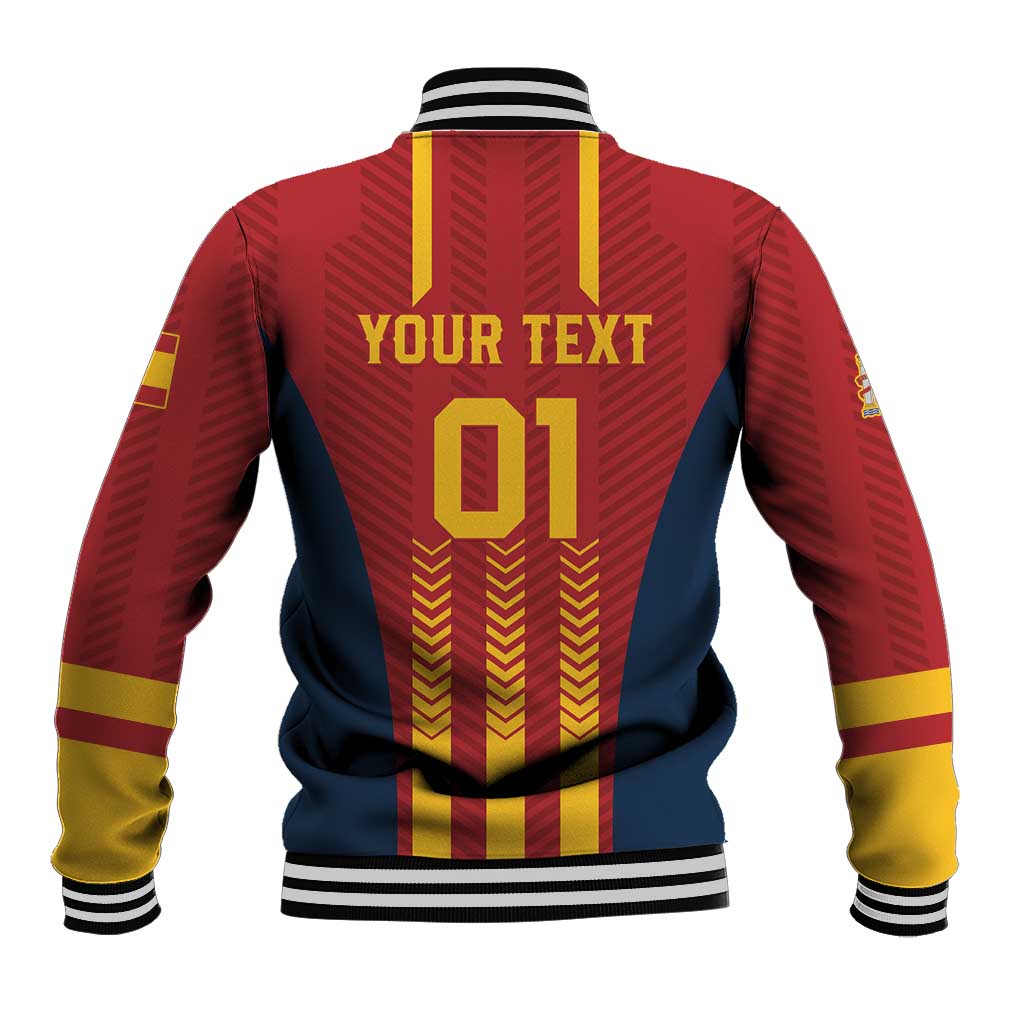 Spain football baseball jacket back, red/yellow/blue with YOUR TEXT 01