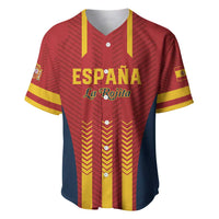 Spain baseball jersey in red with yellow stripes and navy side panels