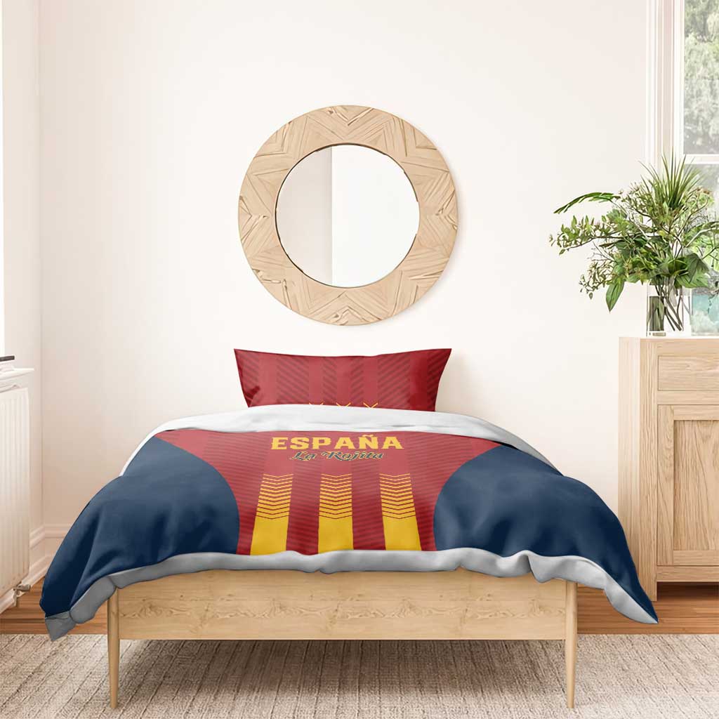 Spain football bedding set with red, navy, and yellow Spain print