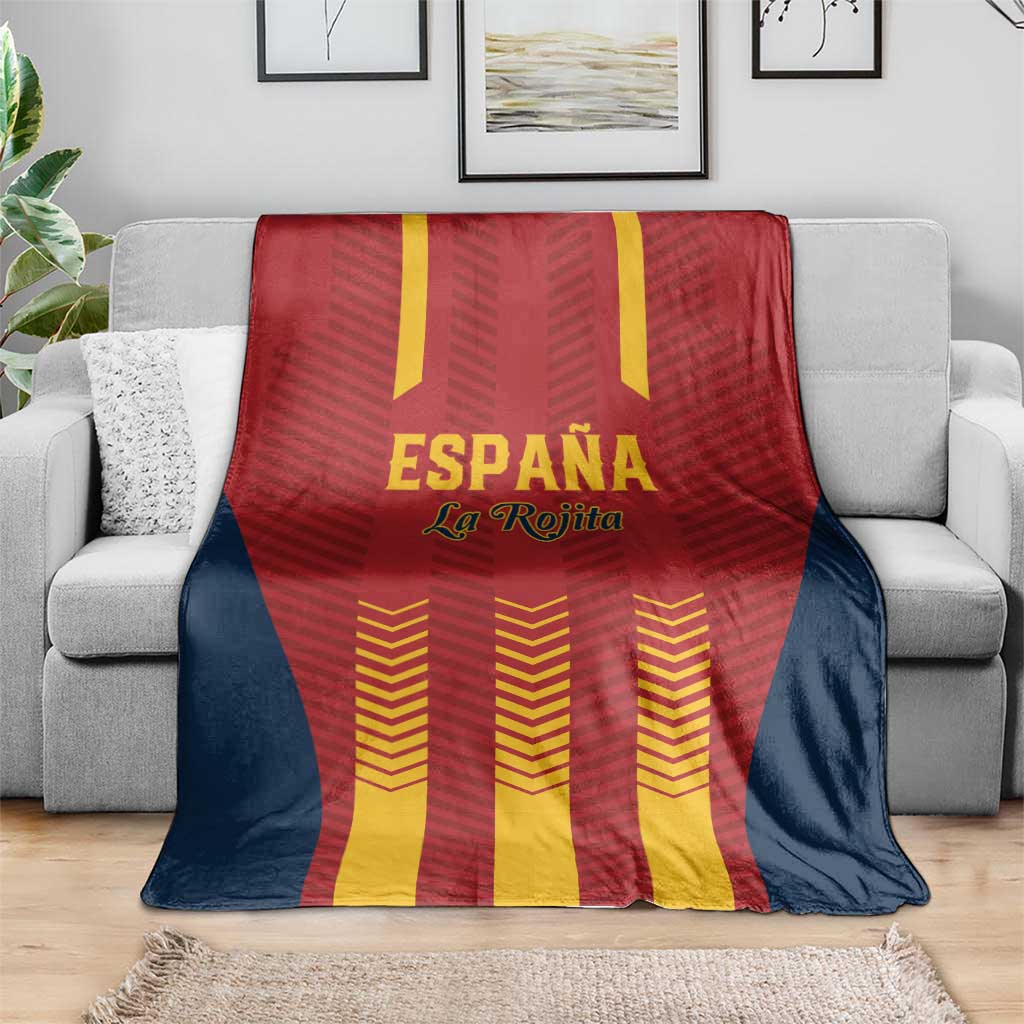 Spain football blanket with red, yellow, and navy striped design and ESPAÑA text
