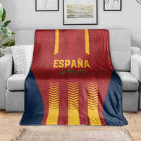 Spain football blanket with red, yellow, and navy striped design and ESPAÑA text