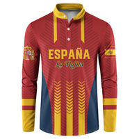 Spain football button sweatshirt in red and yellow with long sleeves and crest graphics
