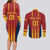 Custom Spain Football Couples Matching Long Sleeve Bodycon Dress and Long Sleeve Button Shirt Go La Rojita - Wonder Print Shop