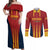 Custom Spain Football Couples Matching Off Shoulder Maxi Dress and Long Sleeve Button Shirt Go La Rojita - Wonder Print Shop