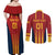 Custom Spain Football Couples Matching Off Shoulder Maxi Dress and Long Sleeve Button Shirt Go La Rojita - Wonder Print Shop