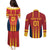 Custom Spain Football Couples Matching Puletasi and Long Sleeve Button Shirt Go La Rojita - Wonder Print Shop