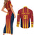 Custom Spain Football Couples Matching Short Sleeve Bodycon Dress and Long Sleeve Button Shirt Go La Rojita - Wonder Print Shop