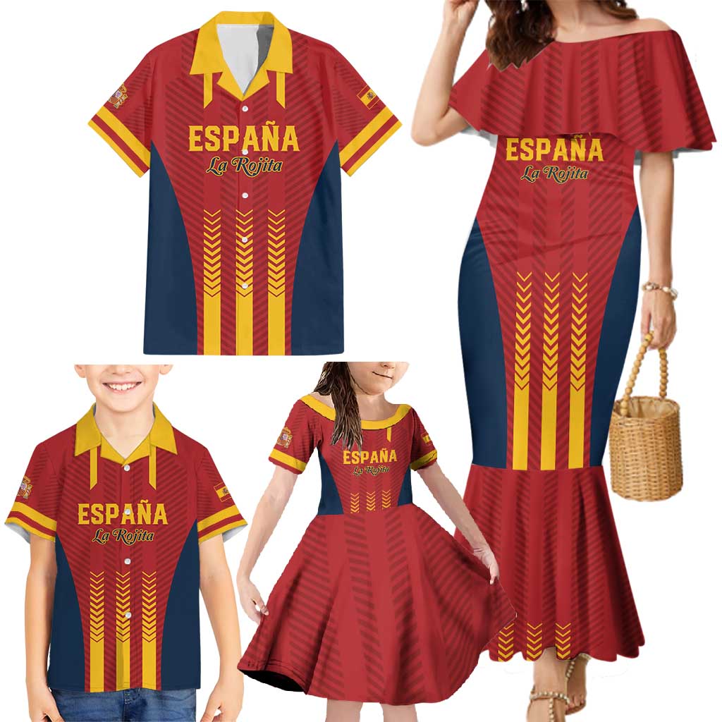 Custom Spain Football Family Matching Mermaid Dress and Hawaiian Shirt Go La Rojita - Wonder Print Shop