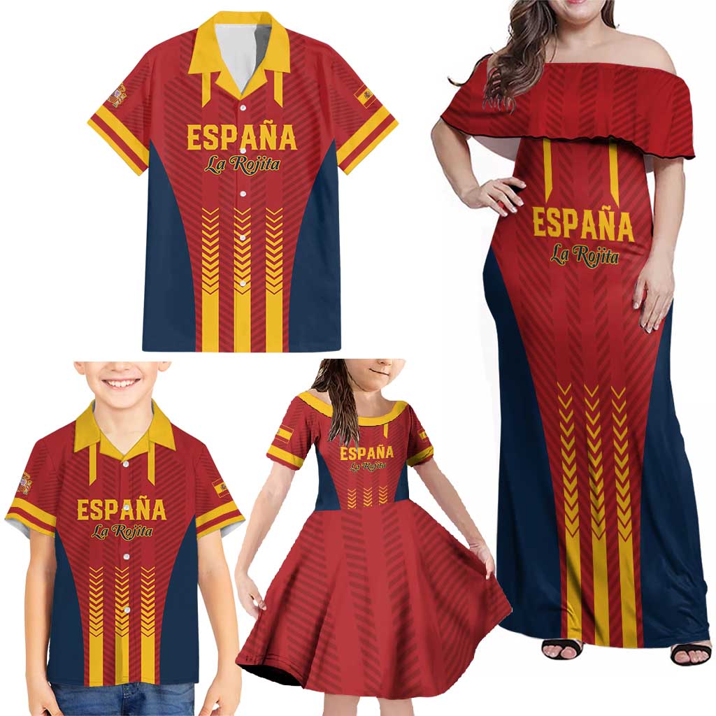 Custom Spain Football Family Matching Off Shoulder Maxi Dress and Hawaiian Shirt Go La Rojita - Wonder Print Shop