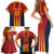 Custom Spain Football Family Matching Short Sleeve Bodycon Dress and Hawaiian Shirt Go La Rojita - Wonder Print Shop