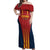 Custom Spain Football Off Shoulder Maxi Dress Go La Rojita - Wonder Print Shop