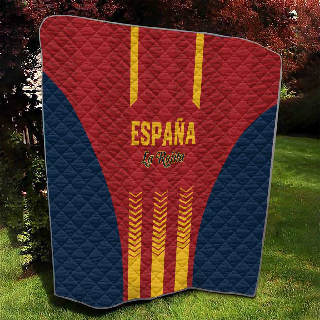 Spain football quilt with red, yellow, and navy geometric design