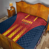 Spain football quilt in red and navy with yellow stripes and ESPAÑA La Rojita text