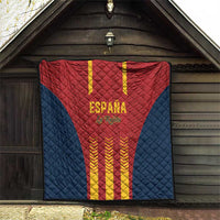 Spain football quilt with red, navy, and yellow striped design