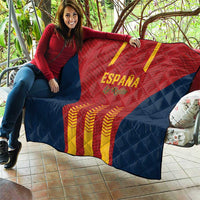 Spain football quilt with red and navy design and Spain La Rojita text