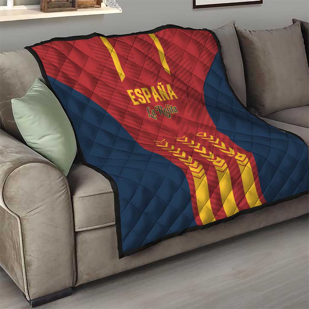 Spain football quilt with red, blue, and yellow La Rojita design