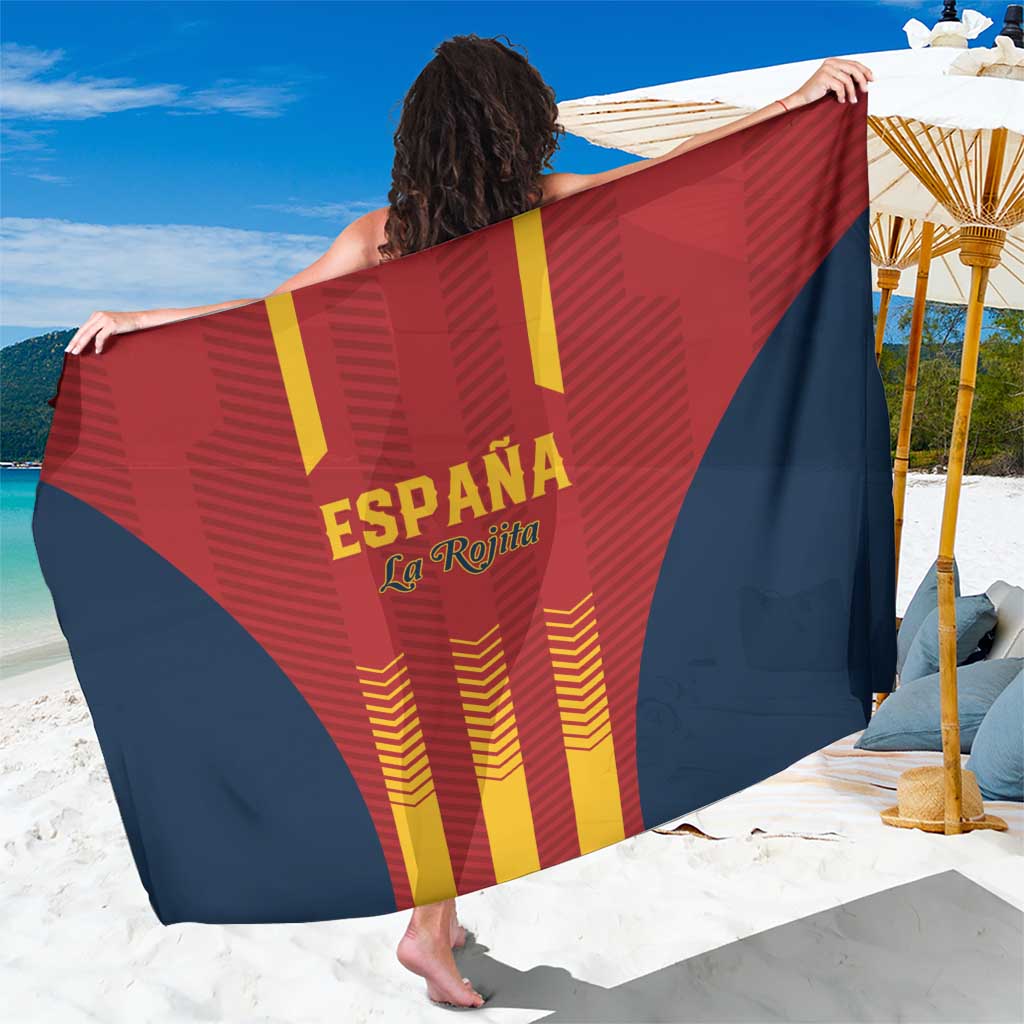 Spain football sarong, red and navy with Espana La Rojita graphic