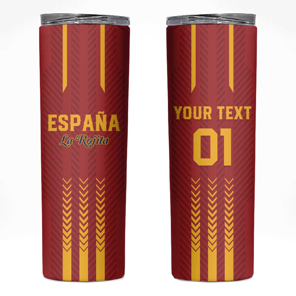 Custom Spain Football Skinny Tumbler Go La Rojita - Wonder Print Shop