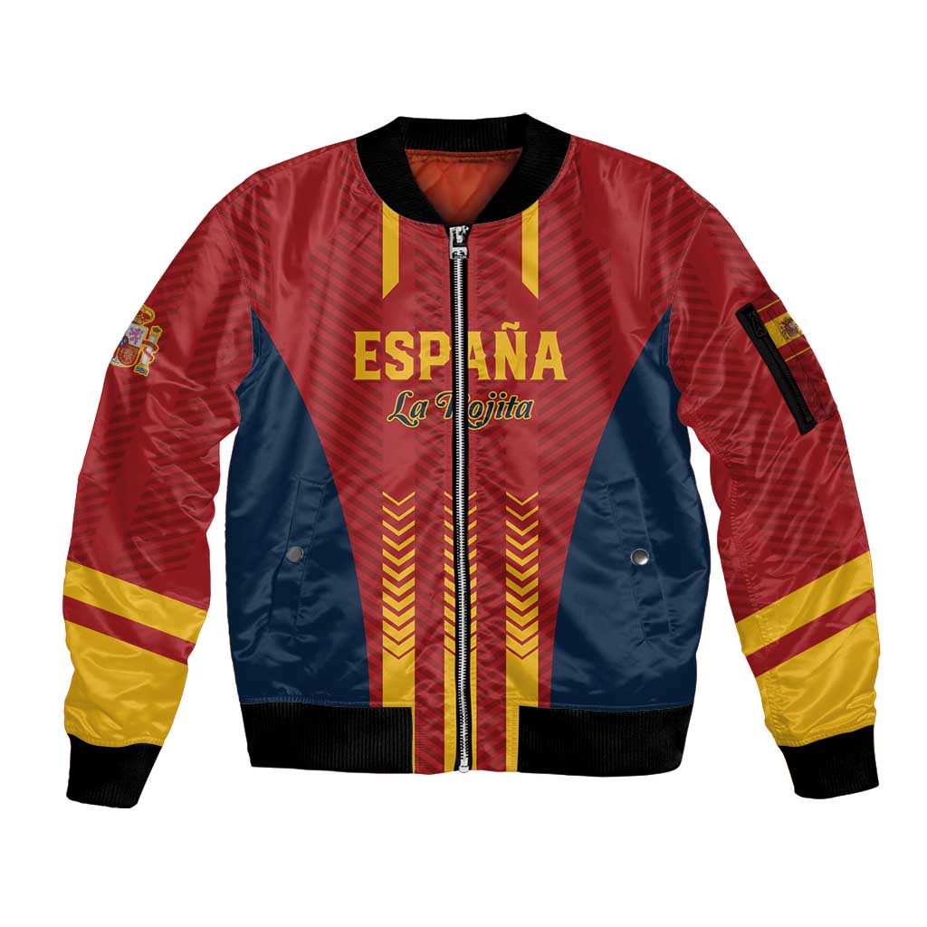 Custom Spain Football Sleeve Zip Bomber Jacket Go La Rojita - Wonder Print Shop