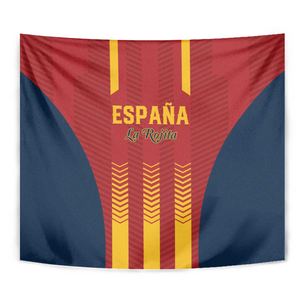 Spain football tapestry with red and navy striped design and ESPAÑA La Rojita text
