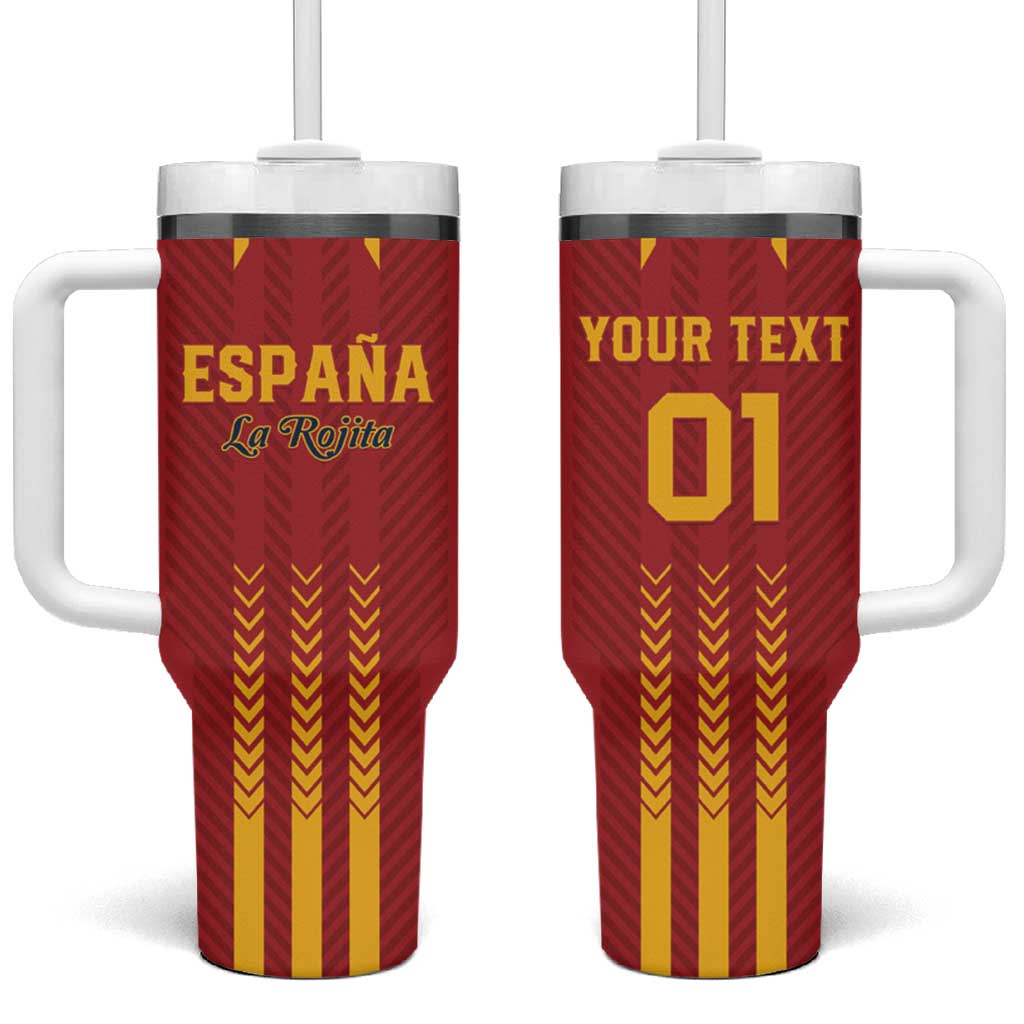 Custom Spain Football Tumbler With Handle Go La Rojita - Wonder Print Shop