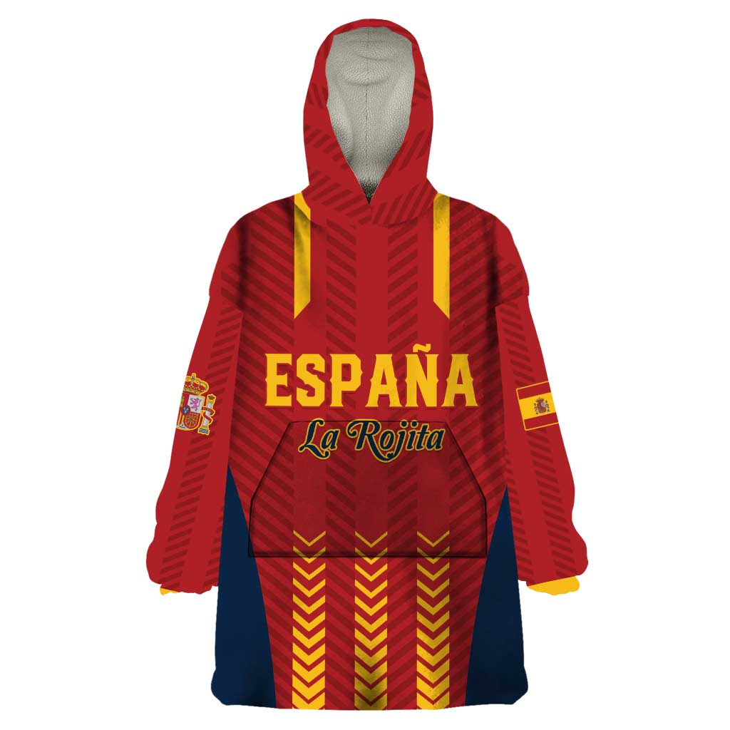 Custom Spain Football Wearable Blanket Hoodie Go La Rojita - Wonder Print Shop