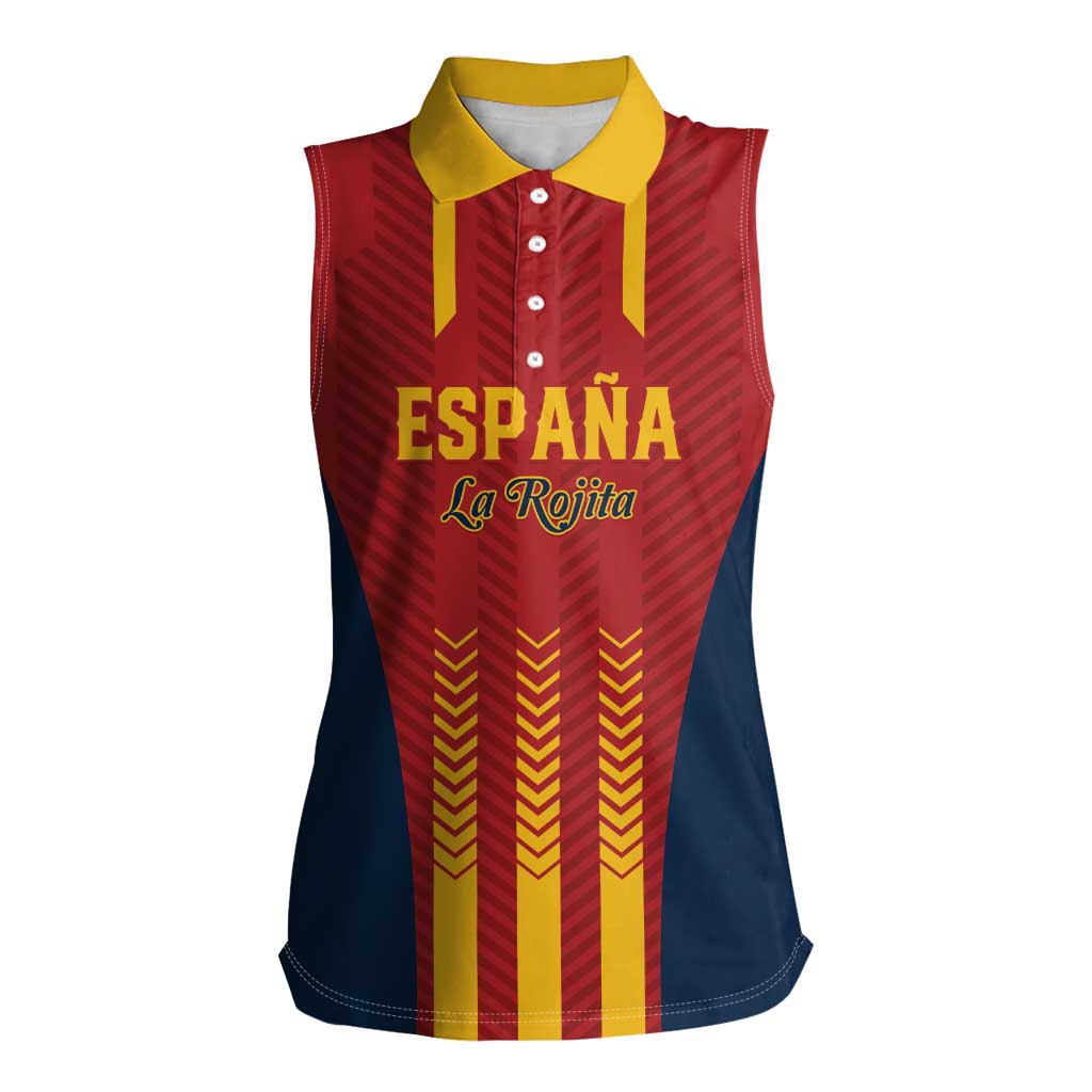 Custom Spain Football Women Sleeveless Polo Shirt Go La Rojita - Wonder Print Shop