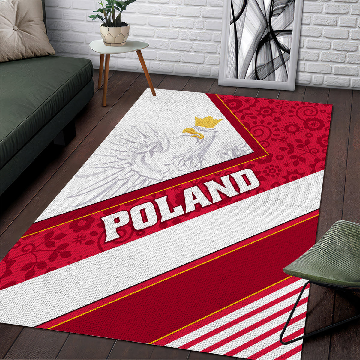 Poland Independence Day Area Rug Polska White Eagle Polish Floral Pattern - Wonder Print Shop