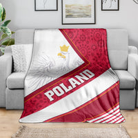 Poland-themed red and white eagle blanket with crest and bold POLAND text