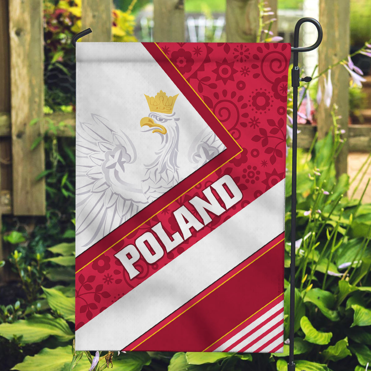 Poland Independence Day Garden Flag Polska White Eagle Polish Floral Pattern - Wonder Print Shop