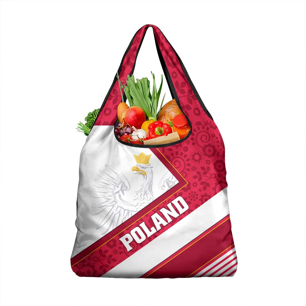 Poland Independence Day Grocery Bag Polska White Eagle Polish Floral Pattern