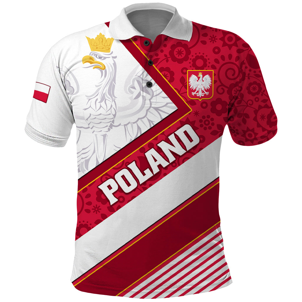 Poland Independence Day Polo Shirt Polska White Eagle Polish Floral Pattern - Wonder Print Shop