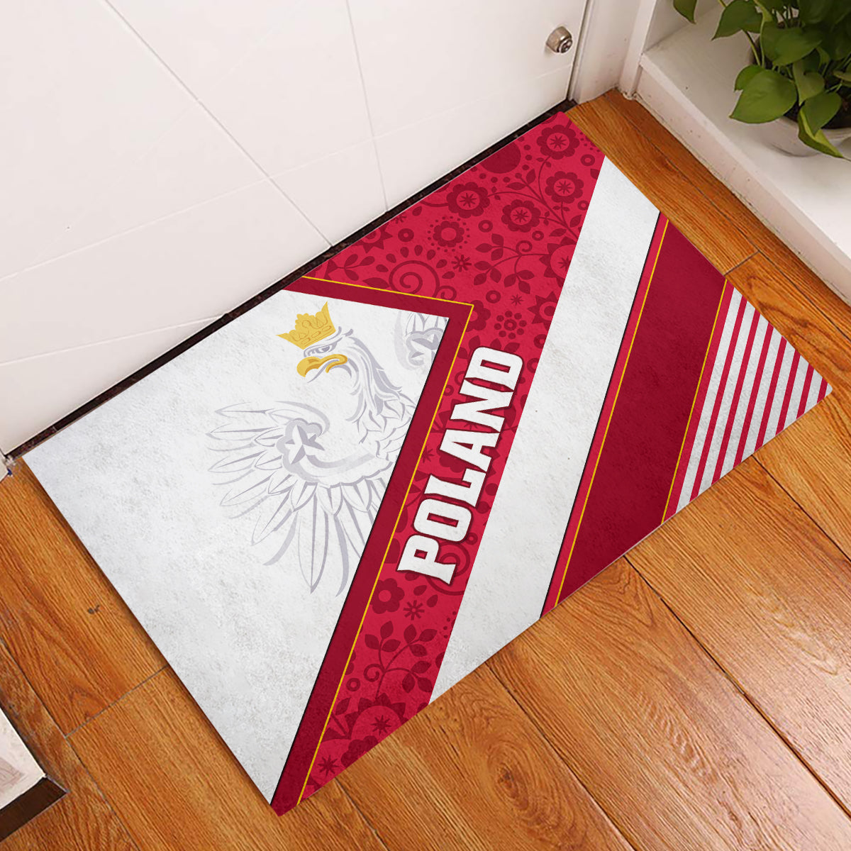 Poland Independence Day Rubber Doormat Polska White Eagle Polish Floral Pattern - Wonder Print Shop