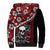 Hawaii Halloween Sherpa Hoodie Hibiscus Skull Kakau Pattern - Wonder Print Shop