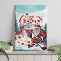Mint Christmas canvas wall art showing Santa with hockey stick and "Merry Christmas"