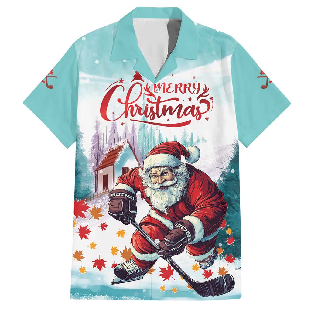 Personalized Canada Santa Playing Hockey Hawaiian Shirt - Wonder Print Shop